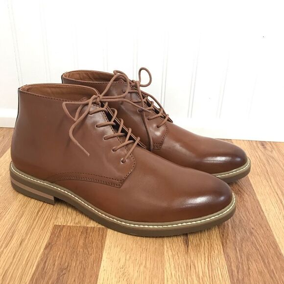 KENNETH COLE REACTION Mens Parker Brown Leather Chukka Boot Lace Up‎ Size 9 New